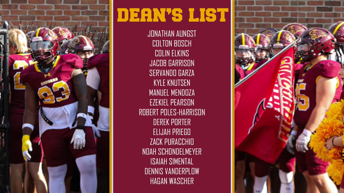 CUCFBFamily's tweet photo. Huge congratulations to all our incredible athletes who crushed it in the classroom and on the field and made the Dean’s List! https://t.co/UWnK19TLhR