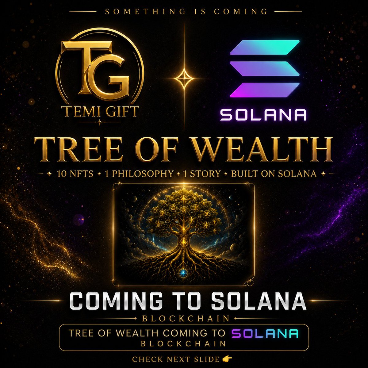 Temigift_CM's tweet photo. Something I have been building quietly
is finally ready to meet the world.
Tree of Wealth.
10 NFTs. 1 Philosophy. 1 Story.
Built on Solana.
Not just art.
A story every human needs to own.
Each of the 10 editions represents
a different part of the journey
to real wealth, 
not just financial,
but in character, resilience,
legacy and impact.
Drop coming soon.

@solana @cryptocomnft https://t.co/9DwXocJutc