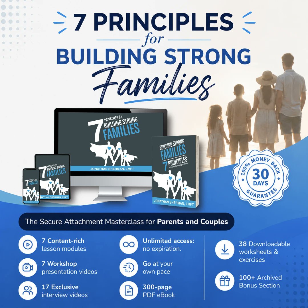 JonathanSherman's tweet photo. Strong families don’t happen by accident. They are built intentionally — one principle, one habit, and one interaction at a time. The “7 Principles for Building Strong Families” Secure Attachment Masterclass gives couples and parents practical tools to strengthen connection, https://t.co/nUB9caDyxU