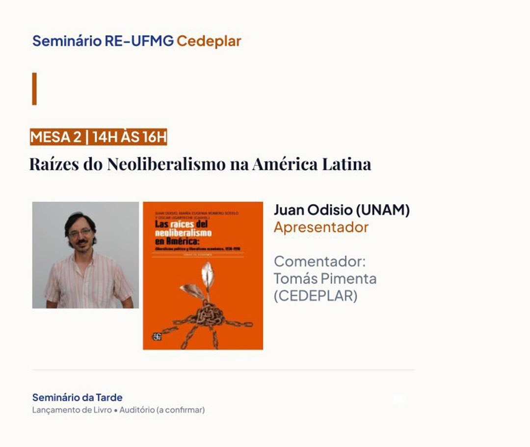 RepenseEconUFMG's tweet photo. 📚No dia 02 de junho, promoveremos o Seminário RE-UFMG Cedeplar: Pensamento Econômico Latino-Americano, reunindo pesquisadores e estudantes para debater desenvolvimento, neoliberalismo e circulação de ideias na América Latina. https://t.co/rQd2nriG36