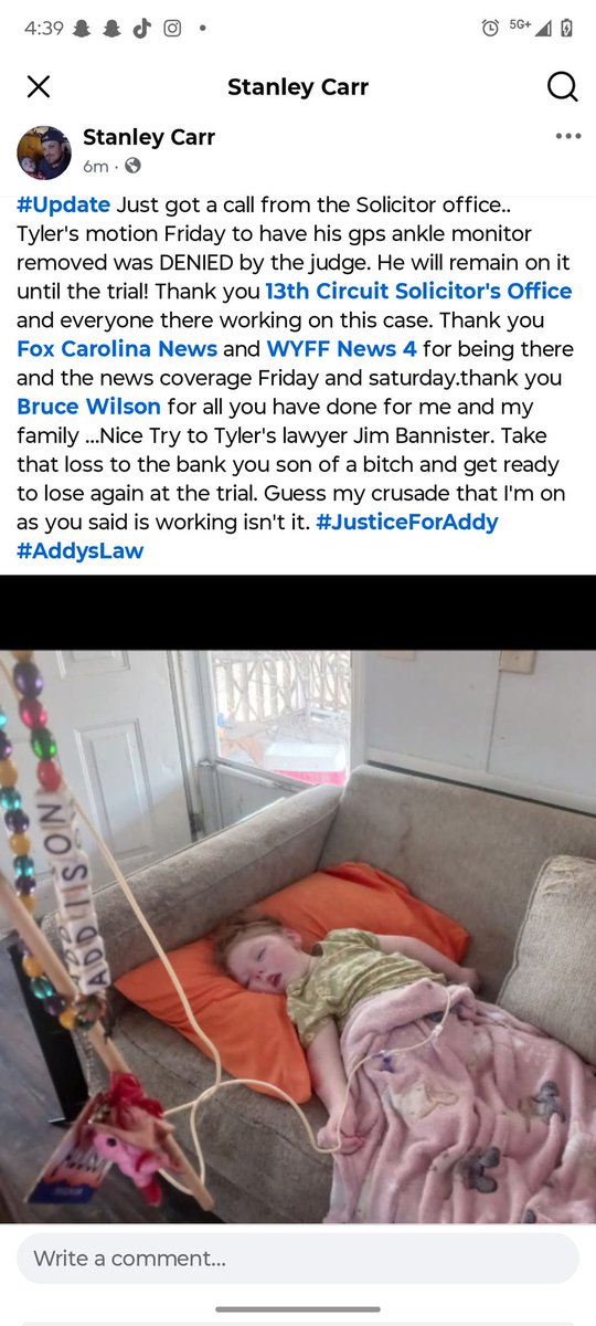 Carr2Stanl63982's tweet photo. From my Facebook.. motion denied! #JusticeForAddy #AddysLaw https://t.co/CfvGj9aeld