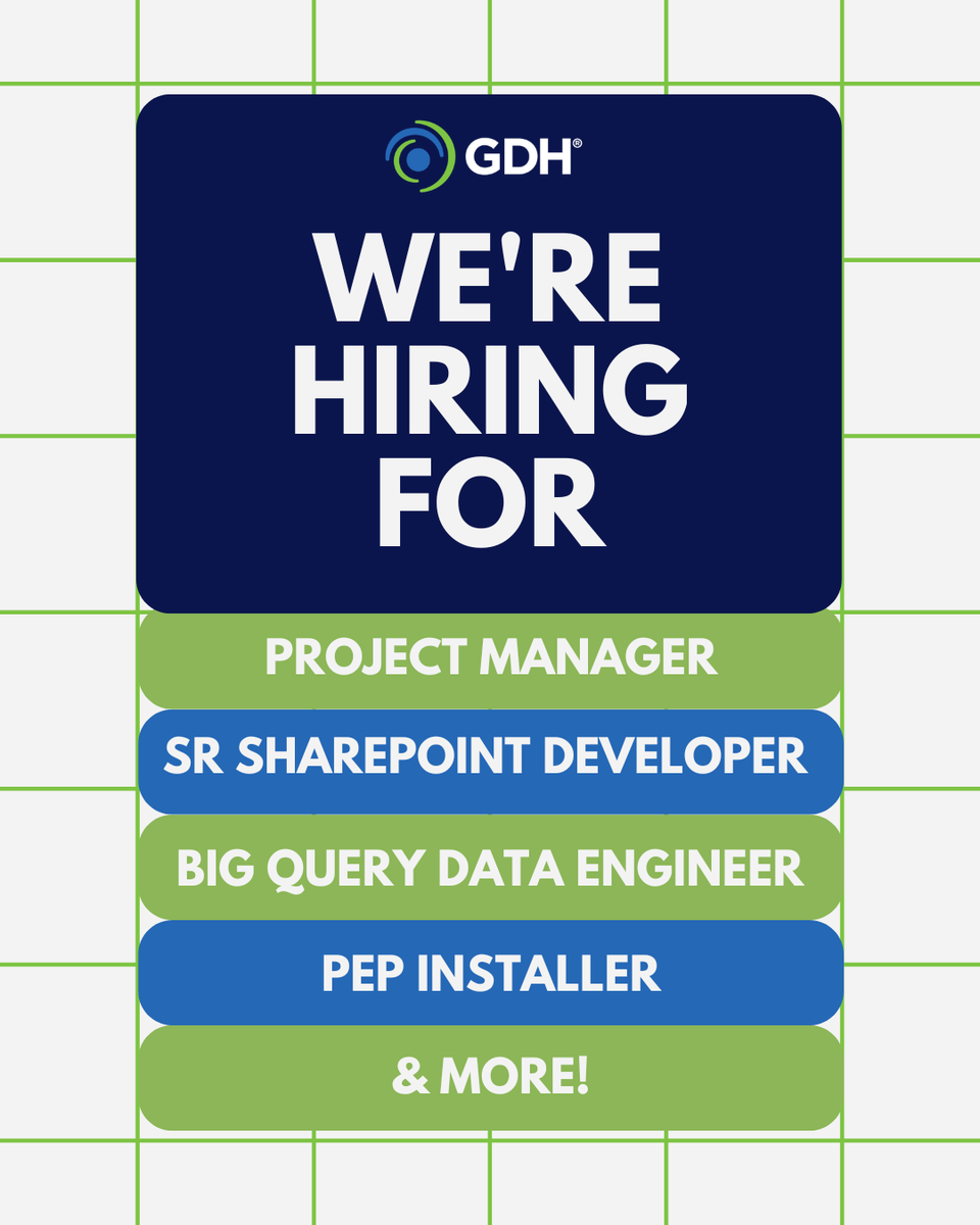 gdhinc's tweet photo. New opportunities available ✅ We’re hiring for our clients and are currently supporting roles including the below!

See all open roles and apply here --> https://t.co/XGIWLihFqm https://t.co/qhKoGpWLWA