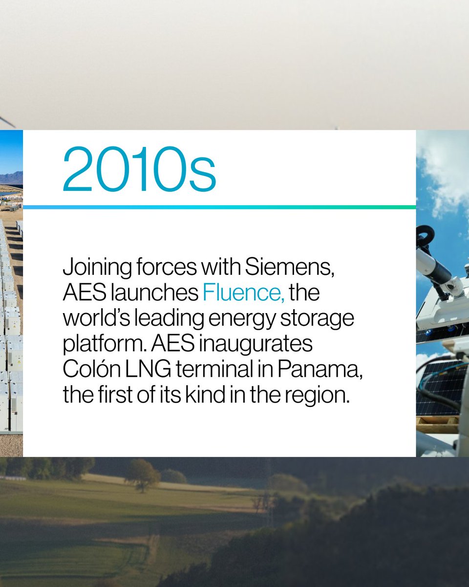 TheAESCorp's tweet photo. Since 1981, AES has delivered innovative solutions to meet critical energy needs and drive lasting impact across the global energy sector.

Explore the full history of AES: https://t.co/Dy7Hz0zsqQ https://t.co/NQ2LZP5ank