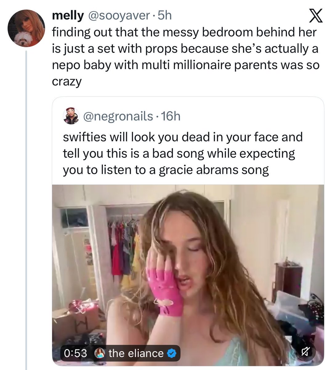 _artsartsarts's tweet photo. if i find out one more breakout artist makes their whole brand larping about being poor while coming from multimultimillionaire parents and going to grammy camp i am going to end up on the news https://t.co/12oCGepEGP