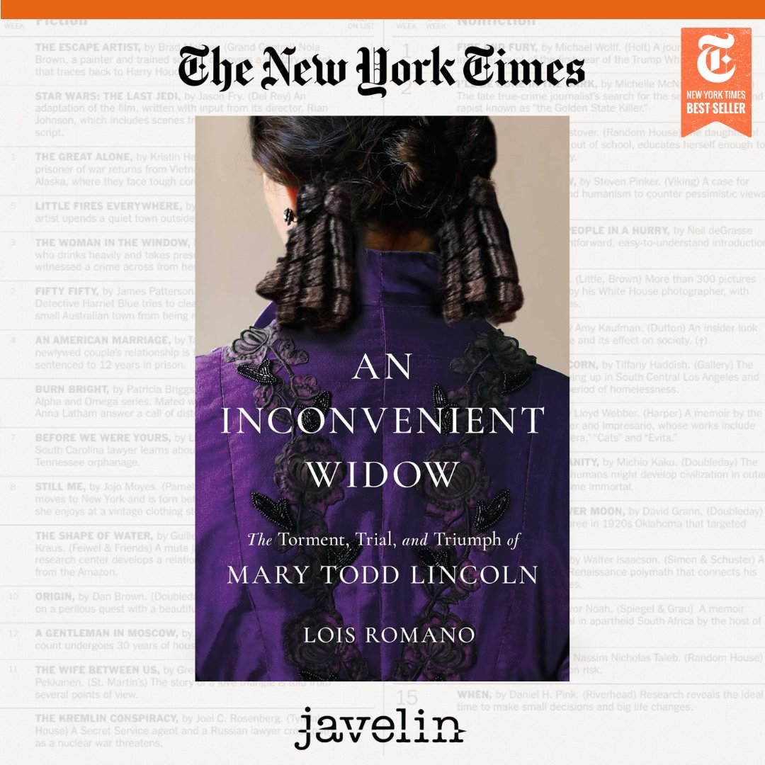JavelinDC's tweet photo. Congratulations to @loisromano and her book, An Inconvenient Widow, on becoming a @nytimes  bestseller! A well-deserved accomplishment for such an important and revelatory work of history. https://t.co/0dQDiHPkZZ