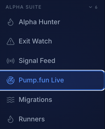 SplashSignal's tweet photo. Quick update:

Moved the https://t.co/f9NoEOT0Pe live (Hunter scanner) feed over to the "Alpha" tab. Felt more at home there than buried under "Institutional tools."

Also opened it up to public access for now, visible the moment you launch the dashboard.

Question: Should I add a leaderboard that scores/ranks the recently pulled https://t.co/f9NoEOT0Pe launches, or is the current interface doing it for you? 🤔

Keep in mind there's already a handful of filters you can navigate through, which keeps the look and feel a bit more minimalistic and clean (imo).