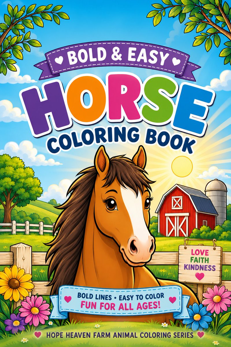 hamberger8i8122's tweet photo. Looking for a relaxing horse coloring book? This bold and easy collection features peaceful farm scenes, friendly horses, and simple full-page illustrations perfect for creative fun.

https://t.co/BTbTHUjdYC

#HopeHavenPublishing
#AmazonKDP
#SelfPublishing
#ColoringFun
#HorseArt
#FarmAnimalSeries