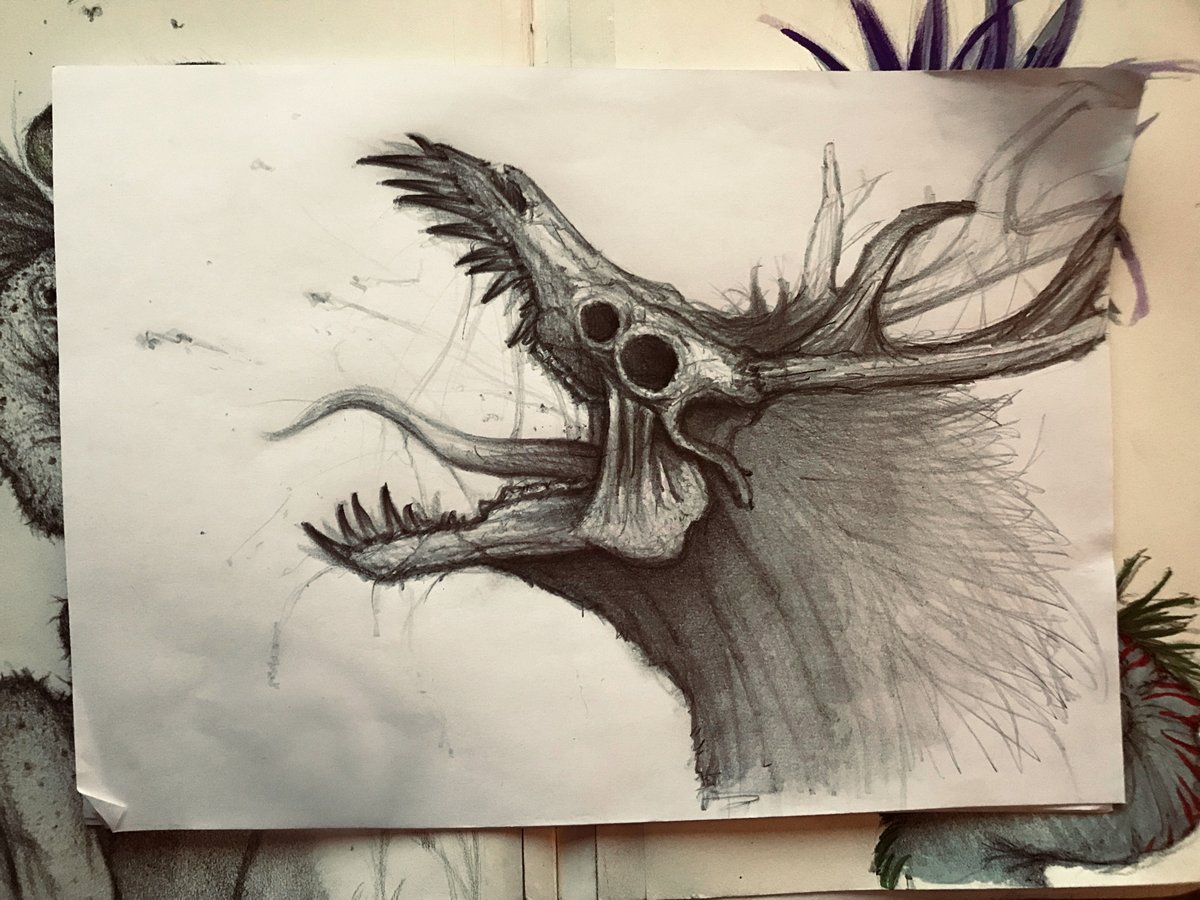 LAlpagueurrr's tweet photo. A Wendigo, my interpretation at least. That one was just a first, quick sketch. But I'd like to do a full blown illustration in the futur, Wendigos are cool. 

#Art #Drawing #Artshare #ArtistOnTwitter #TraditionalArt https://t.co/BYseyefvRg