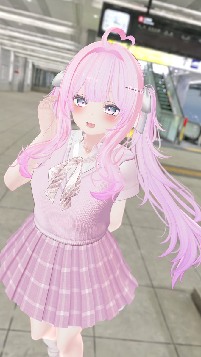maitake_VRC's tweet photo. おはちゃけ～！☀️
髪型アレンジしてみました♪
ツインテールまいちゃけです！

複数の髪型の組み合わせするときは色の調整が大変ですね💦
でもかわいいからヨシ！🫶

それでは今日も頑張っていきましょう～！✨
#VRChat　#SELESTIA https://t.co/7z1lxDwb9V