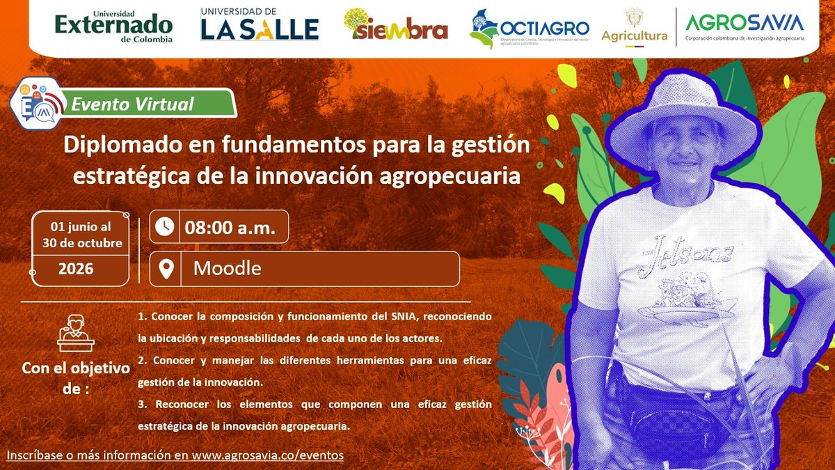 ATALinkata's tweet photo. 📌🎓 Si trabajas con productores, esto te sirve (mucho).

3 razones para entrar al Diplomado de gestión estratégica de la innovación agropecuaria 👇

1️⃣ Entiendes cómo funciona el SNIA y el rol de los actores 🤝

2️⃣ Aprendes herramientas para gestionar innovación con impacto 🧰

3️⃣ Llevas metodología para tomar decisiones y articular territorio 🗺️📈
👉 Inscripción: https://t.co/5Qq8fweYnq

🔁 Repostea y etiqueta a tu equipo/aliados.

💬 ¿Eres productor, extensionista, técnico o académico?
👩‍💻 Todo en un solo lugar: ciencia, tecnología y desarrollo para el agro.

👩‍💻 ¡Visítanos en https://t.co/vq6DbhLTGD! 🌱