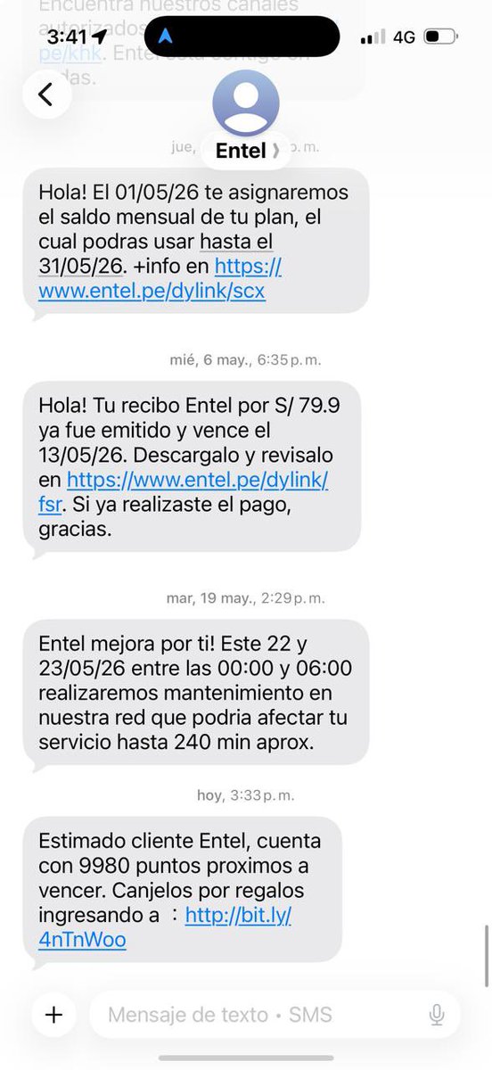 cremaypunto10's tweet photo. Veo que muchos están cayendo en la vieja estafa del SMS Spoofing, digo vieja porque desde que estudiaba usábamos con fines academicos en los laboratorios el SET (Herramientas de ing social)
Tengan cuidado y por mas que sea del numero oficial de Entel, no abran enlaces sospechosos https://t.co/nMERMUrDm1