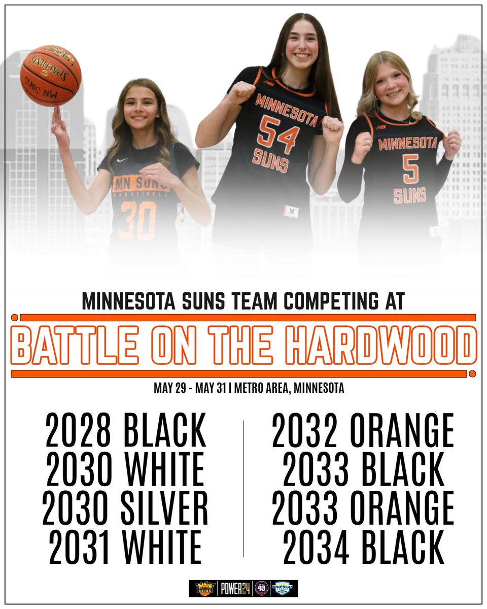 MNSunsbball's tweet photo. GAME WEEK!!

All of our Minnesota Suns teams are in action THIS WEEKEND at the Summer Kickoff Classic or The Battle on the Hardwood!!

📍 Metro Area, Minnesota

#GrindAndShine https://t.co/iYZHXeH5wC