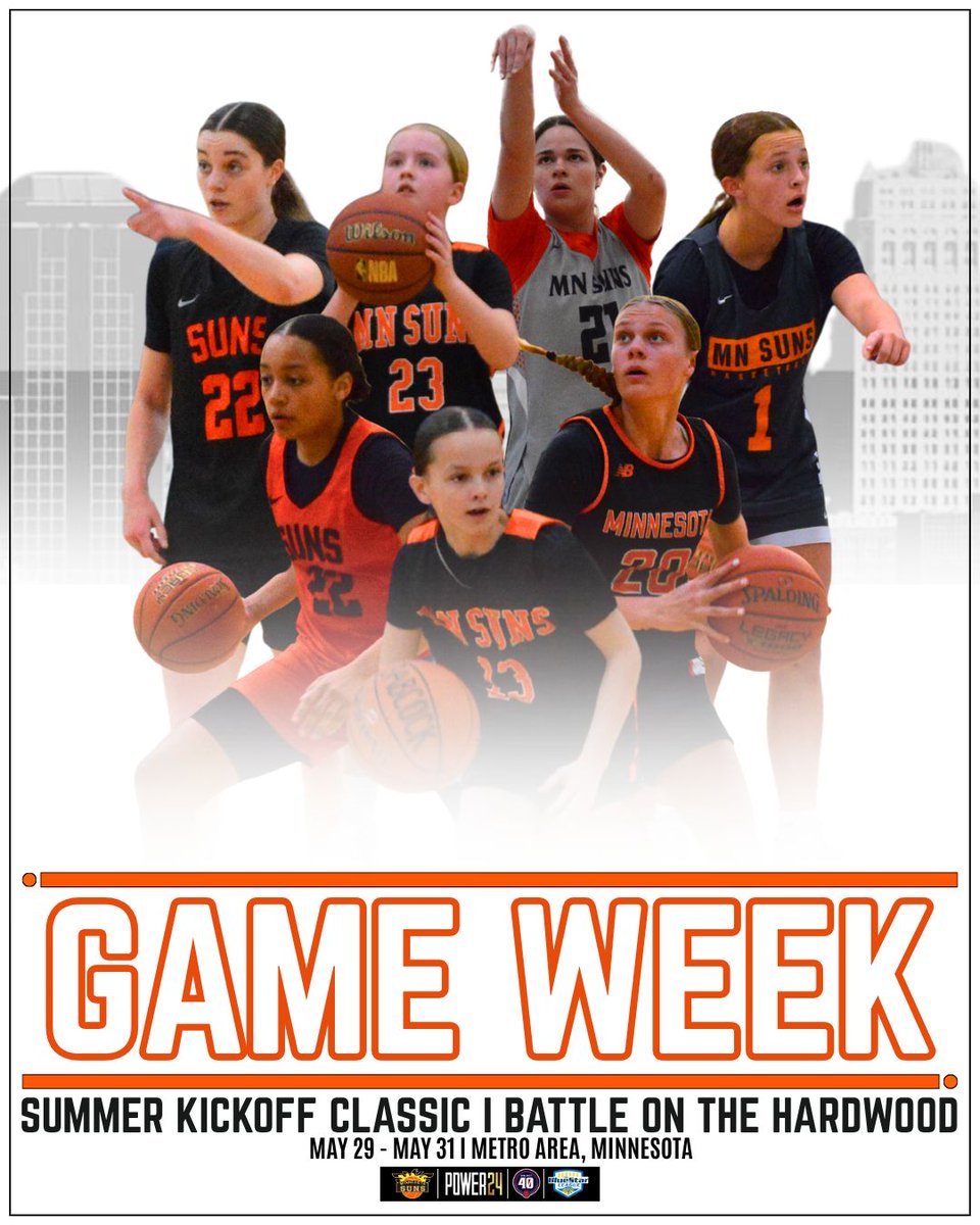 MNSunsbball's tweet photo. GAME WEEK!!

All of our Minnesota Suns teams are in action THIS WEEKEND at the Summer Kickoff Classic or The Battle on the Hardwood!!

📍 Metro Area, Minnesota

#GrindAndShine https://t.co/iYZHXeH5wC