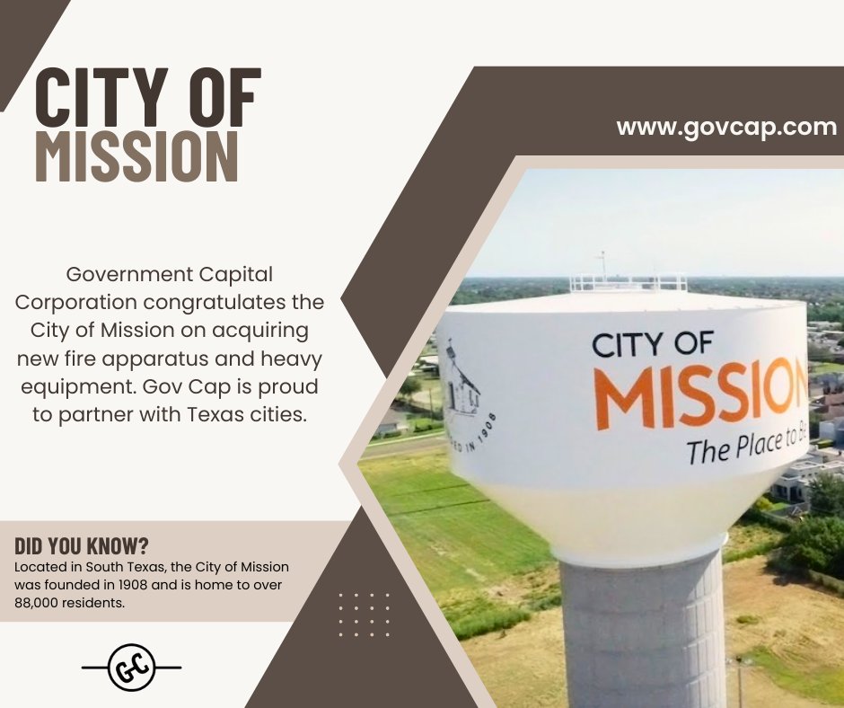 GovCapCorp's tweet photo. #WednesdayWins Today we're celebrating the City of Mission in South Texas. Congratulations on the new fire apparatus and heavy equipment! #financingsolutions #municipalfinance https://t.co/y40ZM4JY8W