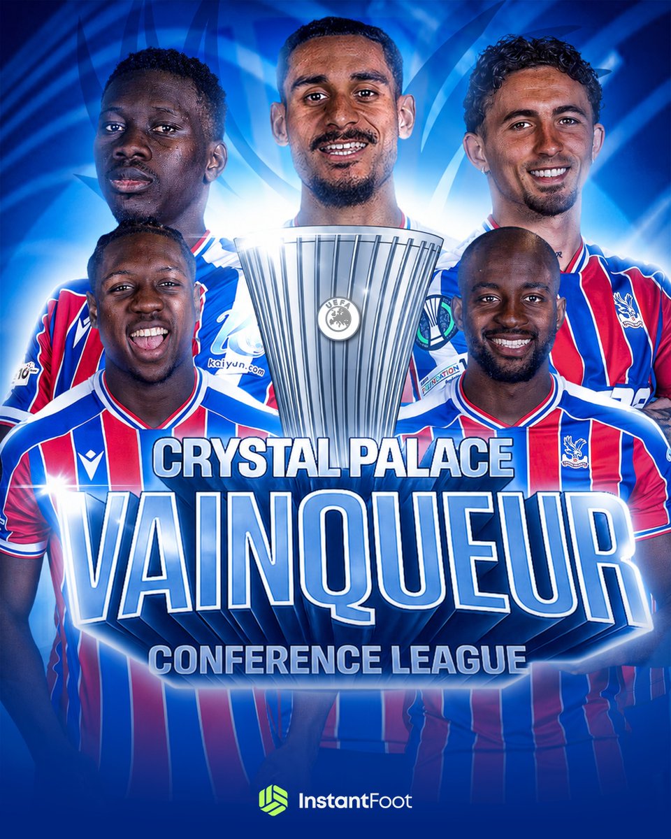 lnstantFoot's tweet photo. 🚨🚨 𝗢𝗙𝗙𝗜𝗖𝗜𝗘𝗟 ! 𝗖𝗥𝗬𝗦𝗧𝗔𝗟 𝗣𝗔𝗟𝗔𝗖𝗘 𝗥𝗘𝗠𝗣𝗢𝗥𝗧𝗘 𝗟𝗔 𝗖𝗢𝗡𝗙𝗘́𝗥𝗘𝗡𝗖𝗘 𝗟𝗘𝗔𝗚𝗨𝗘 !!! 🏆🏴󠁧󠁢󠁥󠁮󠁧󠁿

🤯 PREMIER TROPHÉE EUROPÉEN DES EAGLES !

🧡 Ils se qualifient en Europa League : il y aura 9 CLUBS ANGLAIS EN EUROPE LA SAISON PROCHAINE !

🇫🇷 Félicitations à Maxence Lacroix, Jean-Philippe Mateta, Naouirou Ahamada et Jaydee Canvot pour leur sacre !
