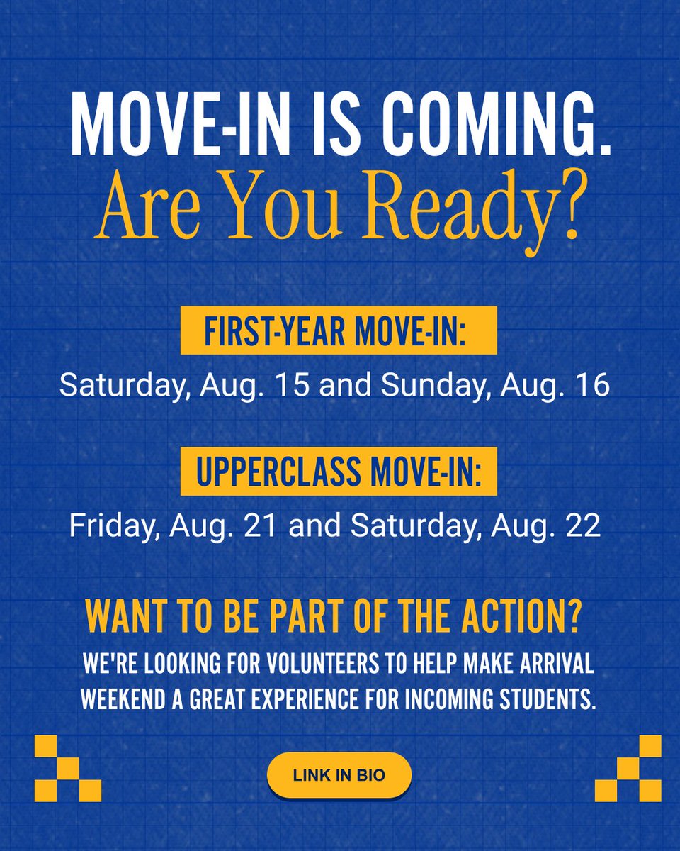 PittArrival's tweet photo. Want to be part of the move-in excitement? 📦✨Volunteer during Arrival and help incoming students feel at home from day one. Check out the link in our bio to learn more! #PittArrival #H2P https://t.co/tdaoo91vYi