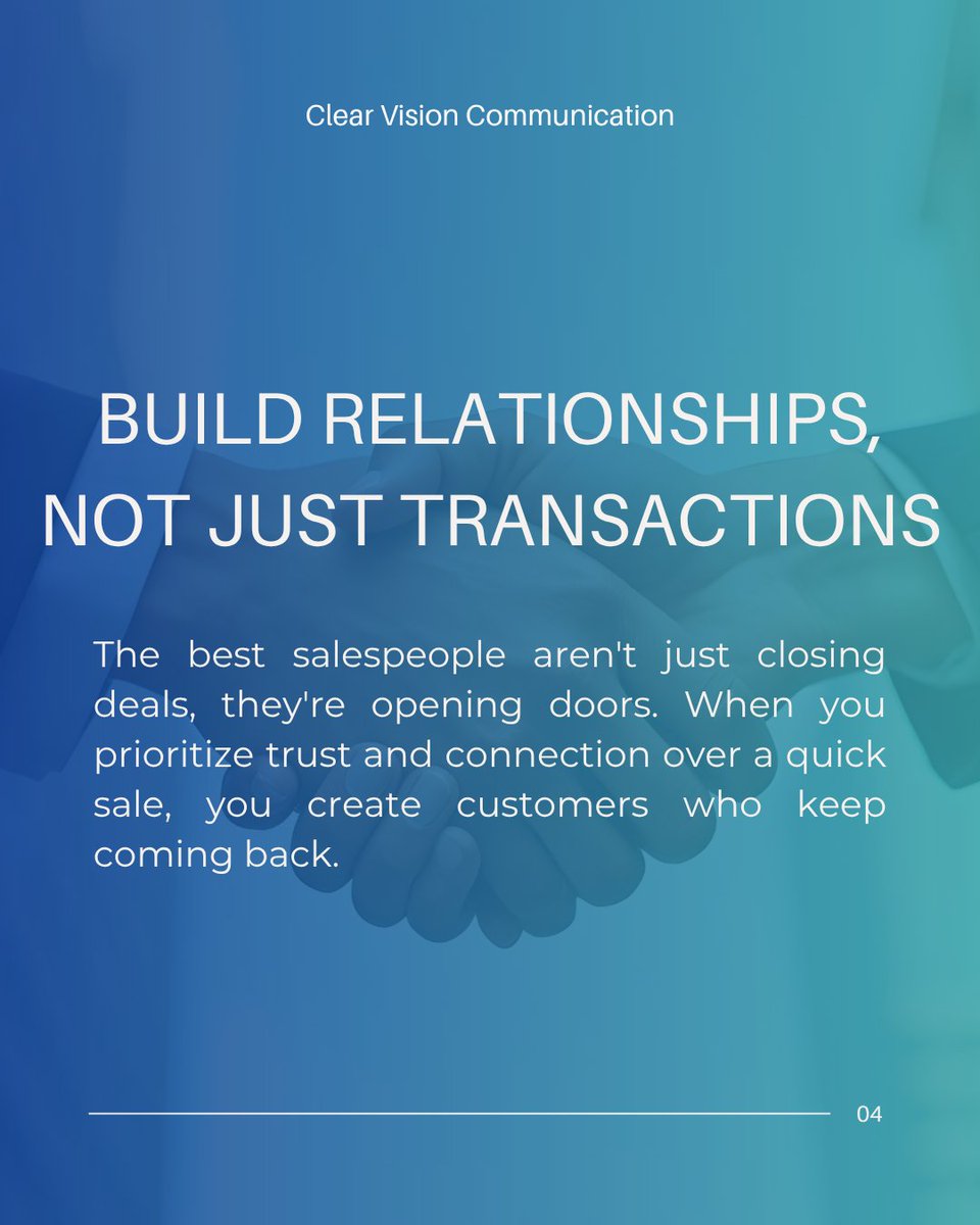 ClrVisionComm's tweet photo. Sales done right are sales that last. That's the Clear Vision Communication's way.
-
#clearVisioncommunications #salestips #directsales #retailsales #ROI #growthmindset https://t.co/wQHJAXkSrH