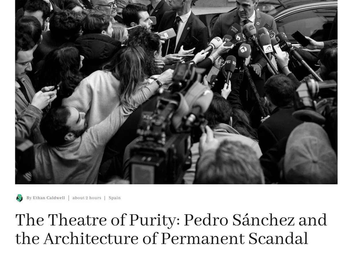 Luzzuka's tweet photo. @FT The Theatre of Purity: Pedro Sánchez and the Architecture of Permanent Scandal https://t.co/AZKXp8Uzbk #PedroSánchez #ZapateroSuMentor #corrupted https://t.co/t0FdGhVoMS