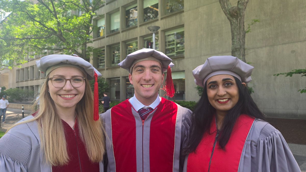 GallowayLabMIT's tweet photo. Graduation and hooding for these three Galloway Lab PhDs! Congrats, Brittany, Sneha, and Chris! Excelsior! https://t.co/hWV0AQ8oji