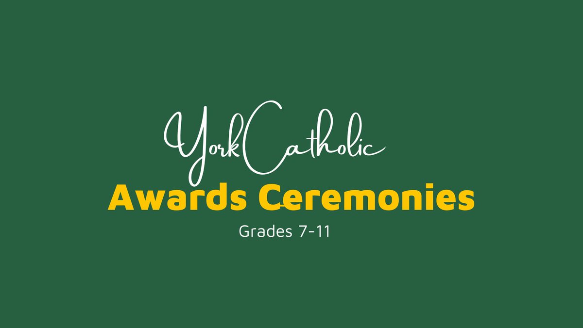 YorkCatholicHS's tweet photo. Family members are invited to join us at the annual Awards Assemblies planned for our students who will be honored for their academic, service, and musical achievements. Grades 9-11:  Friday, May 29, at 8:30 AM.  Grades 7-8: Friday, May 29, at 1:30 PM. https://t.co/vM9UQ7G54T