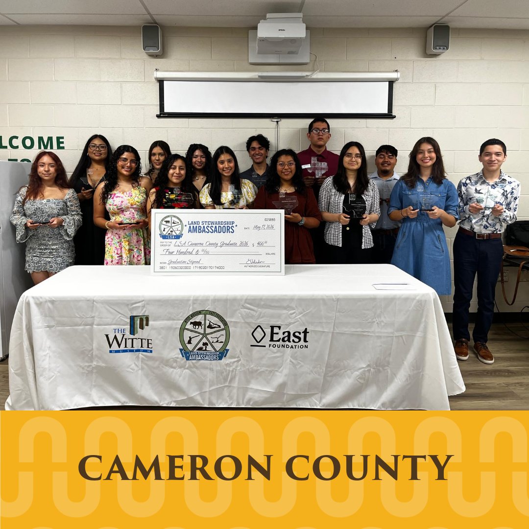 WitteMuseum's tweet photo. Congratulations to the 2026 Land Stewardship Ambassadors on graduating this past weekend 🌿✨
Through this program facilitated by the Witte Museum and East Foundation, students explored conservation, civic engagement, and the future of land stewardship across Texas. 💛 https://t.co/6NCBpHxK2o