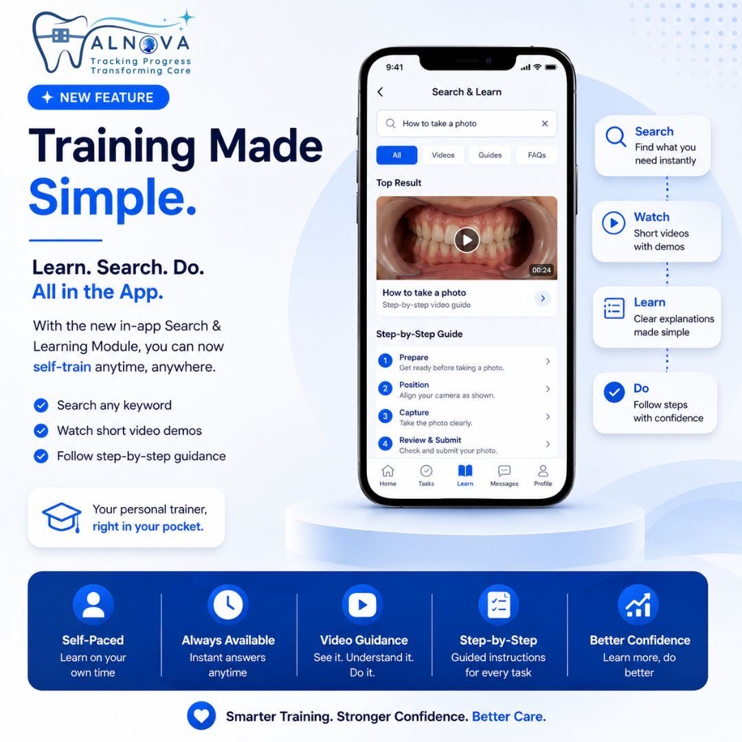 AlnovaDental's tweet photo. New feature 🚀
Search. Watch. Learn. Do.
Alnova AI’s new in-app learning module helps users self-train with keyword search, video demos & step-by-step guidance.
Book a free demo:
https://t.co/IHdDxU9PJp
#AlnovaAI #Orthodontics #DentalTech #AI #HealthTech https://t.co/l2E6jbSCKa