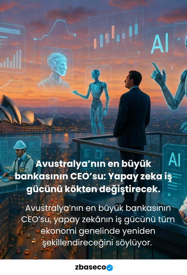 ZbaseCo's tweet photo. Avustralya’nın en büyük bankasının CEO’su, yapay zekânın iş gücünü tüm ekonomi genelinde yeniden şekillendireceğini söylüyor.   CBA CEO’su Matt Comyn’e göre bazı işler küçülecek, bazıları tamamen yok olacak, bazıları ise AI sayesinde daha hızlı uzmanlaşacak.
Comyn, “AI’nın iş kaybına yol açacağını görmezden gelmek çalışanları korumuyor, sadece daha sonra şaşırtıyor” diyerek uyarıyor.

#Zbaseco #kripto