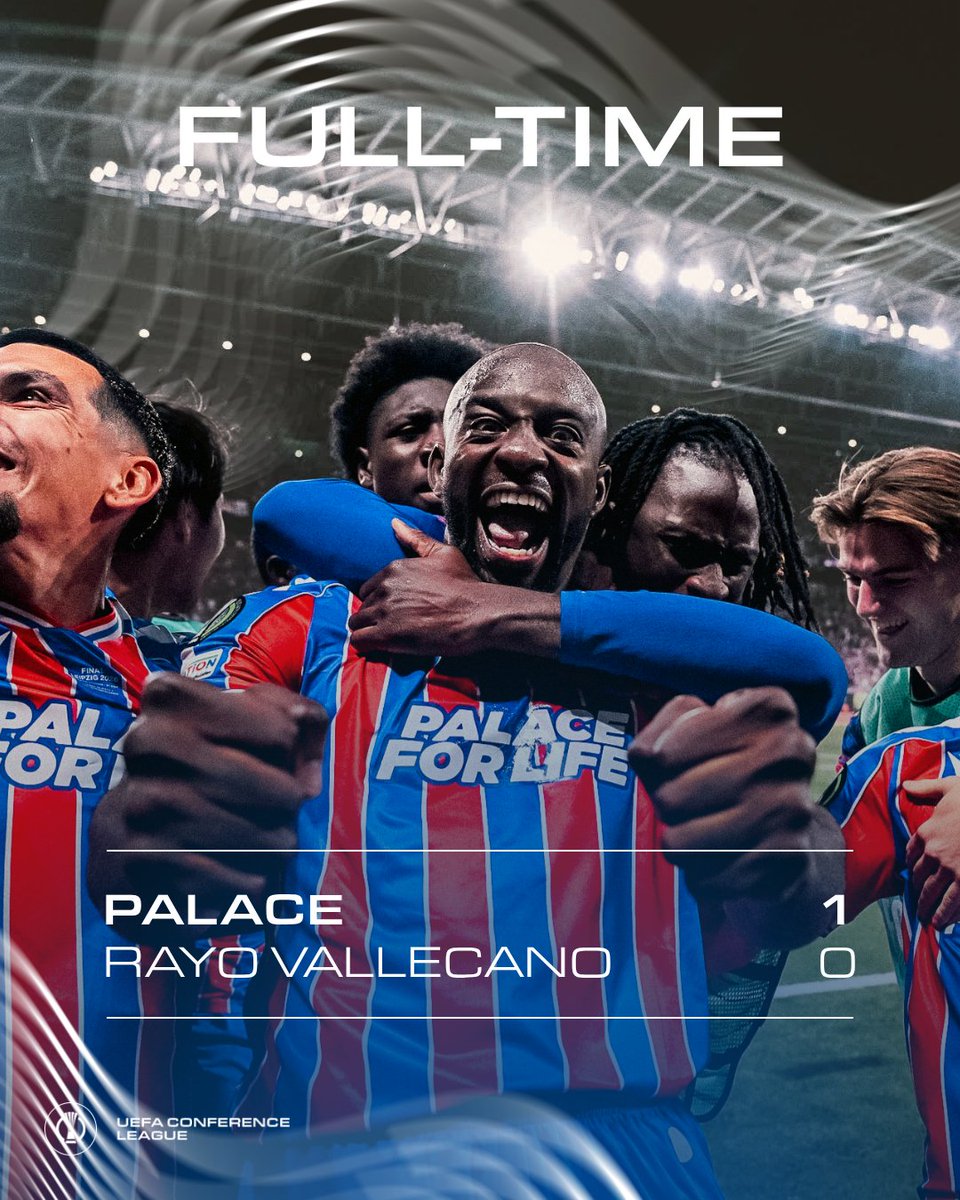 Fanzelsportsng's tweet photo. #CrystalPalace has emerged as the #EuropaConferenceLeague winners after beating #RayoVallecano of #Spain 1-0 in the final at the #RedBullArena in #Leipzig, #Germany.
#Palace #Vallecano #CPFC #EPL
#UEFA #UECL #PremierLeague #LaLiga #England #CRYRAY https://t.co/IJiyKnmYCy