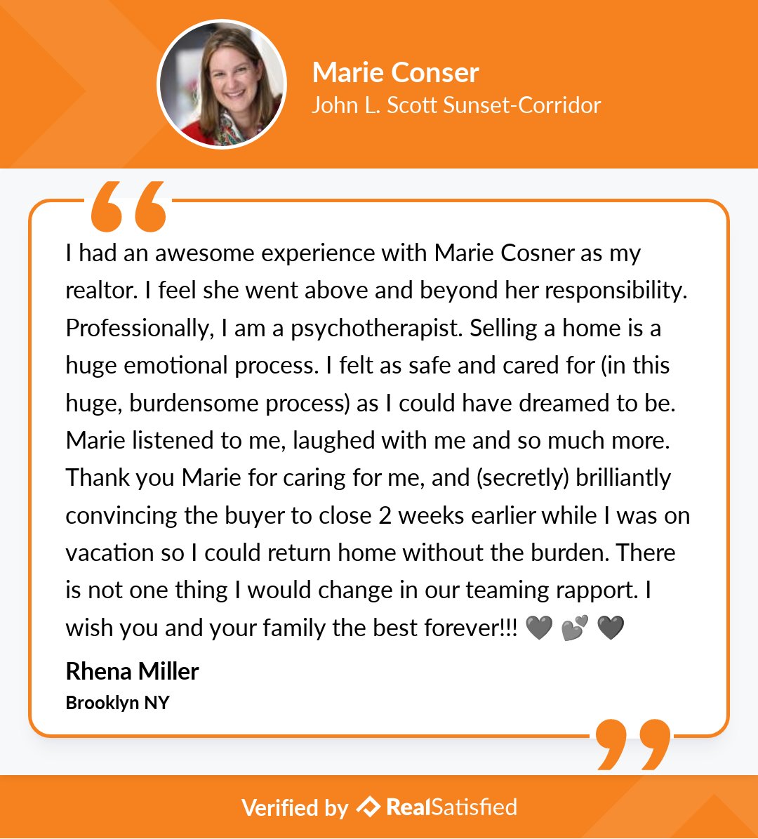 MarieConser's tweet photo. My face hurts from smiling about this recommendation. :) https://t.co/rt0B8sHKiq via @realsatisfied https://t.co/ON8ceY7MM9