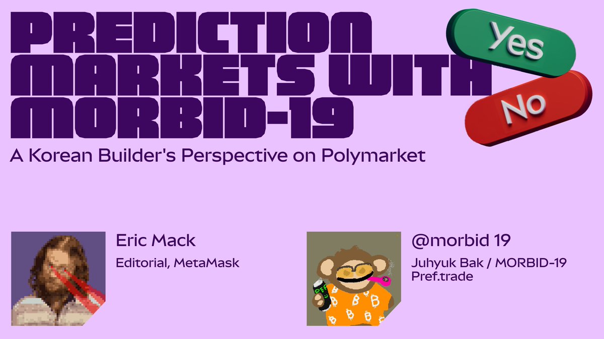 MetaMask's tweet photo. TOMORROW

@EricCMack will be joined by @morbid19 to chat prediction markets and the intelligence you need to make the best moves.

Join us live here on X at 4PM PST / 7PM EST / 9AM KST. https://t.co/lCQuAmMJYq