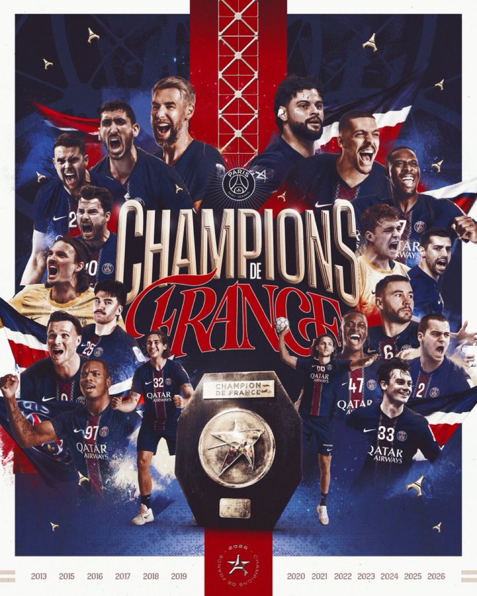 JulesPrevot3's tweet photo. Grâce à sa victoire dans le choc face à Nantes à l’Accor Arena (34-31), le PSG est sacré champion de France et conserve son titre pour la 12e année de suite. #Handball https://t.co/WWjl0Krci5