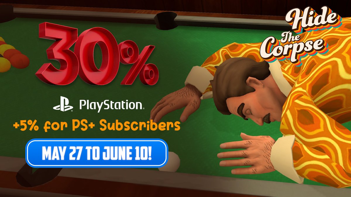 HideTheCorpseVR's tweet photo. Need a new weekend gaming plan? How about a little... cleanup? 🤫

Get Hide The Corpse on PlayStation for 30% OFF from May 27 to June 10! Bonus: PS+ subscribers save an extra 5%. 🔥

#PSVR2 #Sale #VRGaming https://t.co/JPxdI5TD4q