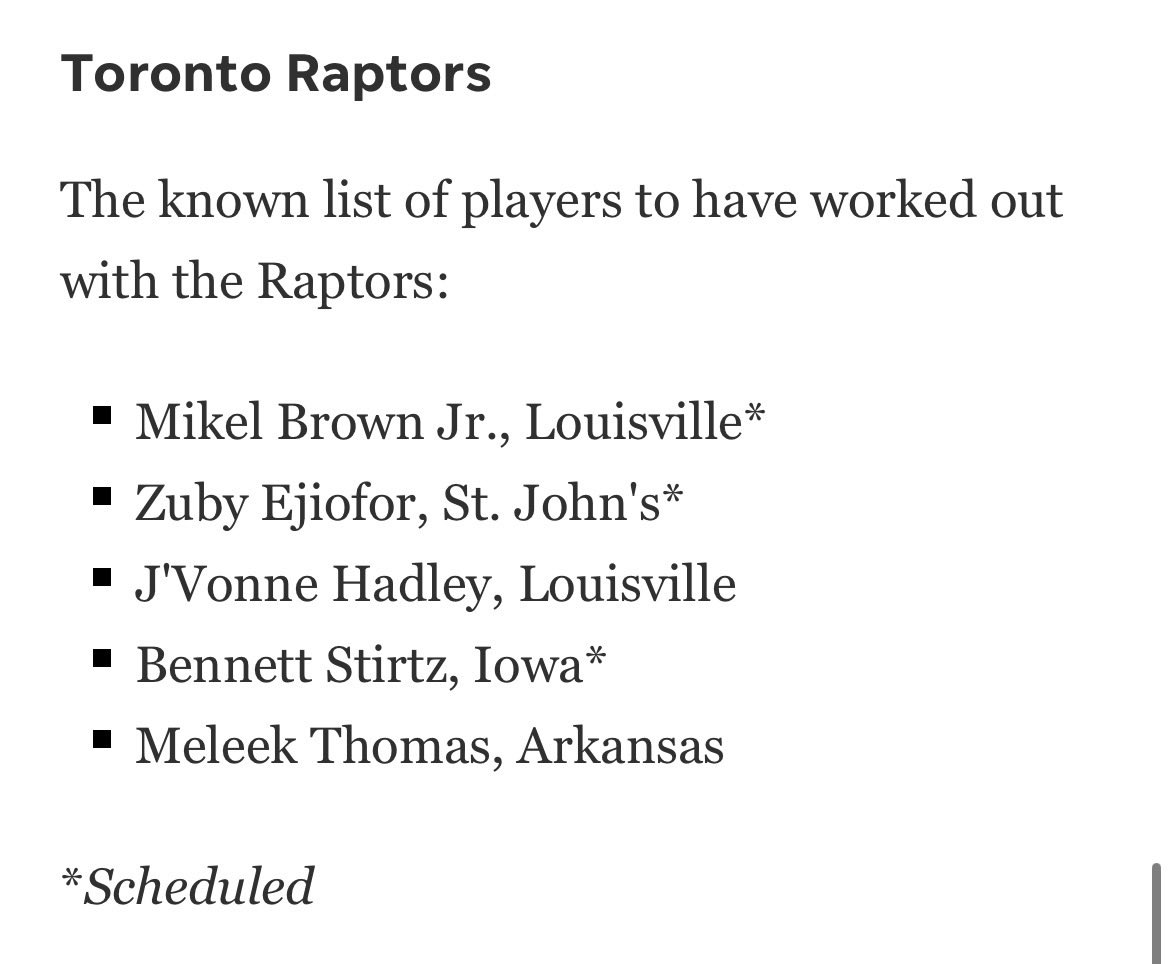 OwnedByToronto's tweet photo. The Toronto Raptors will work out Louisville guard Mikel Brown Jr.

Brown is an expected top 8 pick — Raptors currently own the 19th pick 👀 https://t.co/JZKt8Hkwfj