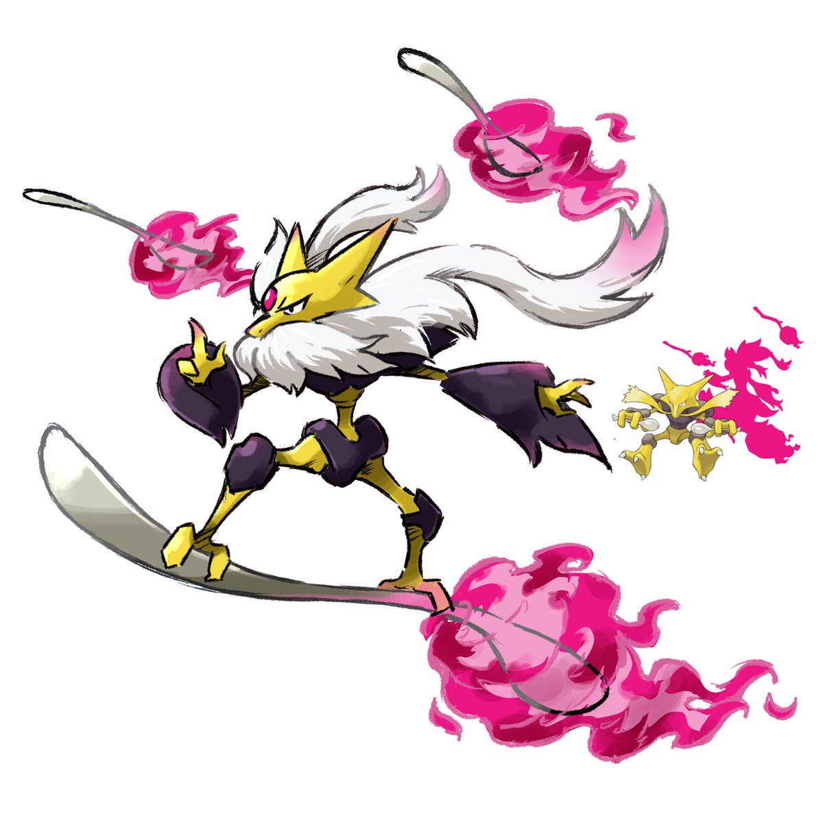 OnduRegion's tweet photo. Alakazam + Delphoxite 

#swapstone #fakemon #pokemon #art https://t.co/lpTEUPv4eW