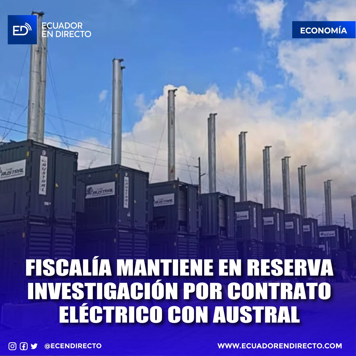 EcEnDirecto's tweet photo. #ECONOMÍA
Mientras la Fiscalía comunica la naturaleza reservada de esta indagación, la evidencia indica un daño al estado, un escenario similar a los contratos eléctricos fallidos que Celec otorgó a Progen, los cuales, al igual que ATM, no aportaron un solo megavatio al país.

Más información ⬇️
https://t.co/8T1R9z6iQa