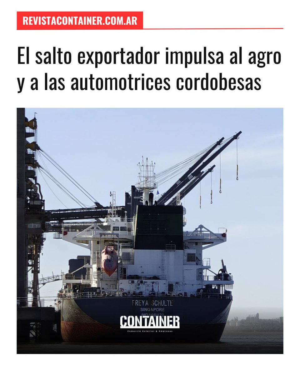 ContainerAr's tweet photo. Las exportaciones argentinas volvieron a mostrar en abril un fuerte impulso apoyado en dos sectores donde Córdoba tiene peso decisivo: el agro y la industria automotriz. https://t.co/TIsn50w8Xx