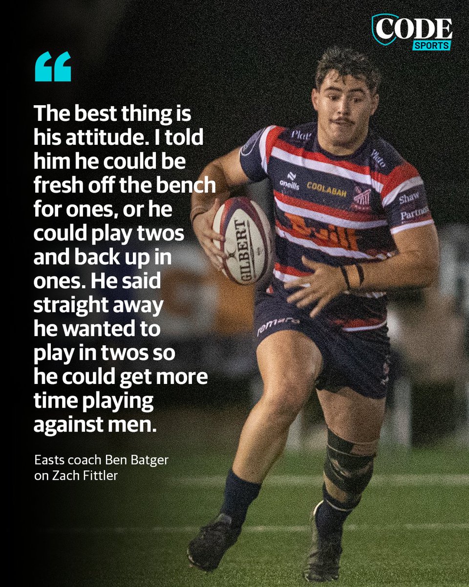 coderugbyau's tweet photo. Brad Fittler’s son, Zach made his first grade debut when he came on for the last 10 minute of Eastern Suburbs’ win over the Two Blues.

And judging by Easts coach Ben Batger’s enthusiasm, it won’t be the last first grade action he sees.

MORE ➡️ https://t.co/P3oK11RpdT https://t.co/Q49itMeGG6