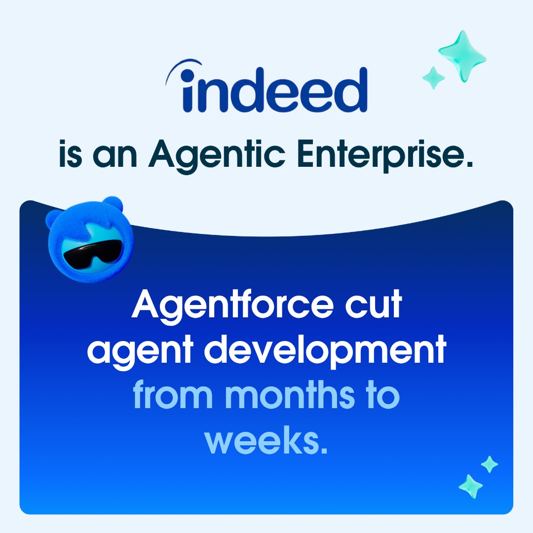 salesforce's tweet photo. 6 companies. Real AI agent results.