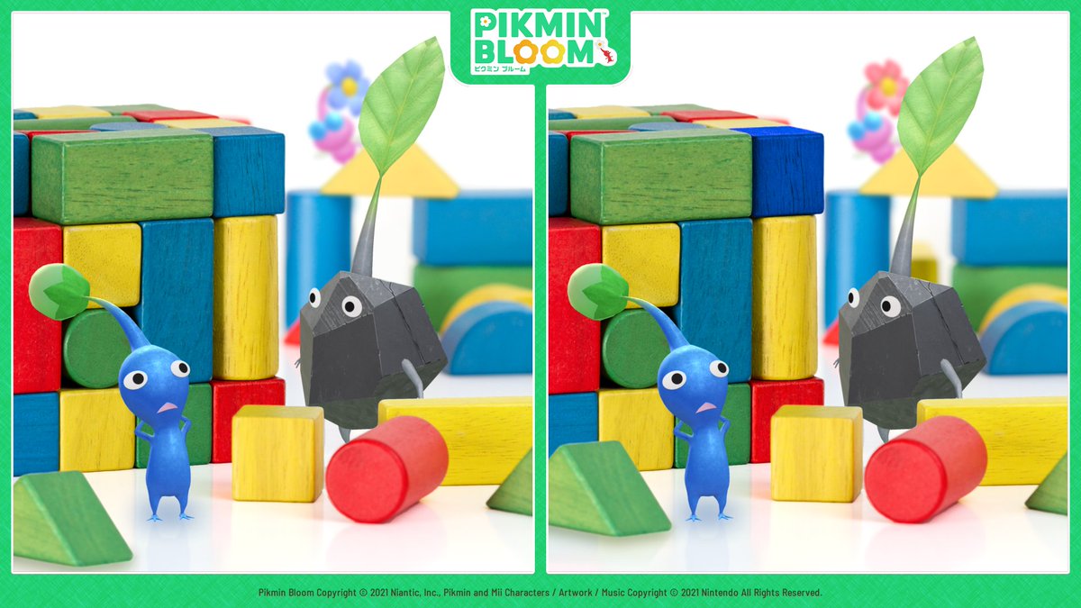 PikminBloom_jp's tweet photo. #ピクミン間違い探し 

画像の1枚目と2枚目で
違うところが5つあります🔍

ぜひ挑戦してみてください！🟦🔴

#ピクミンブルーム https://t.co/OxpddBgQbk