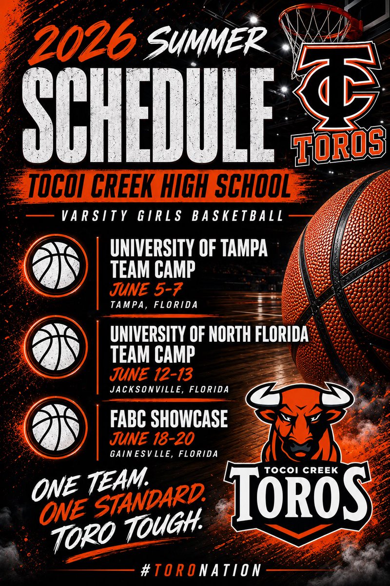 GabrielleI2027's tweet photo. π₯ 2026 Summer Schedule is locked!
@TocoiCreekGBB is putting in the work this June β competing, improving, and building chemistry for the season ahead. π€πΌπ
One Team. One Standard.
#Commitment
#NextLevel
#ToroNation https://t.co/696arzN48H