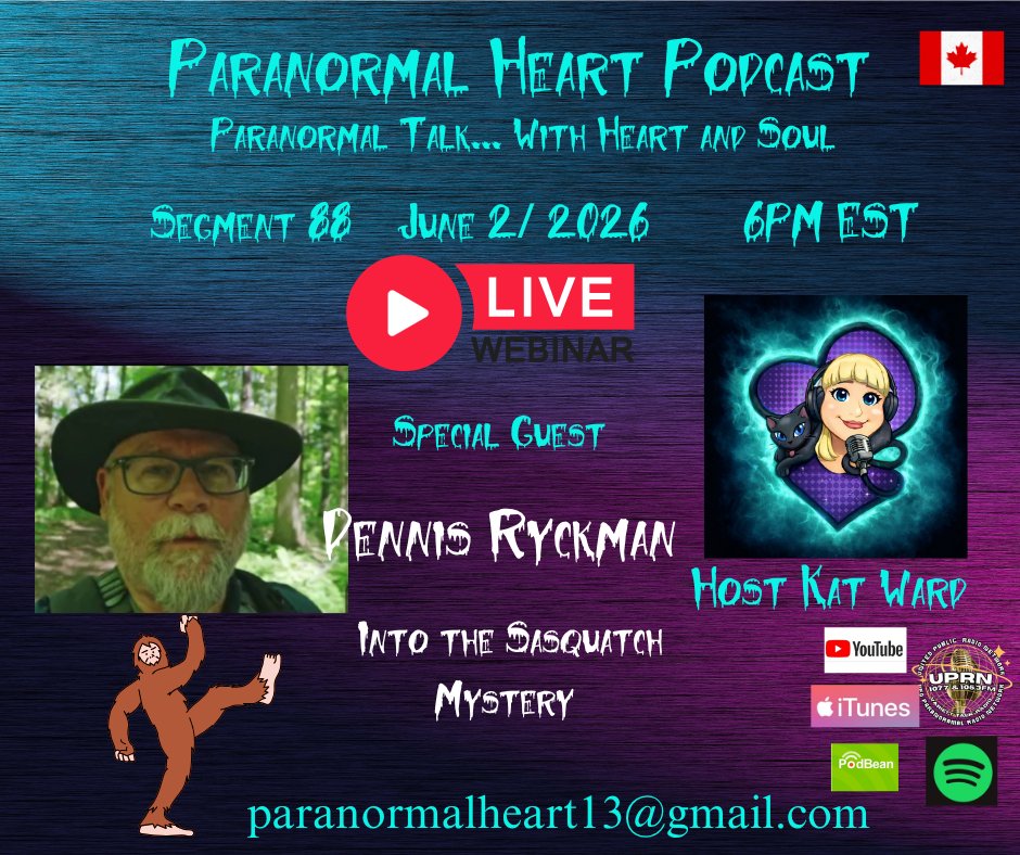 katwghosthunt's tweet photo. Mark your calendars. Next week, 6 p.m. EST, will be LIVE. My special guest, Dennis Ryckman, will be discussing his research and experiences on Bigfoot. #bigfoot #bigfootresearch #bigfootexperiences #ParanormalTalk https://t.co/BrHtQH6r3b
