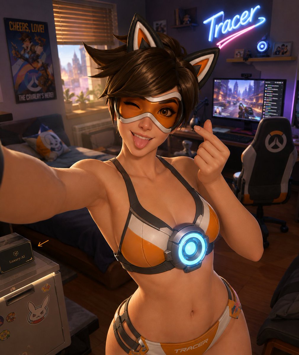LuxBoutiqueAI's tweet photo. Tracer - Overwatch 2 - Selfie Before Livestreaming 🎮

#fanart #Tracer #Overwatch https://t.co/5Ui3n9Barg