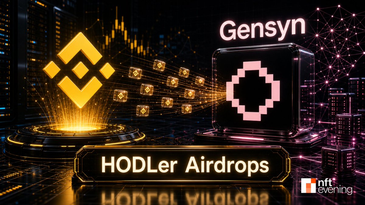 NFTevening's tweet photo. Gensyn Joins Binance HODLer Airdrops With 100M AIGENSYN Reward Pool https://t.co/t3mmMxQSjw https://t.co/R7HkGf8o8G