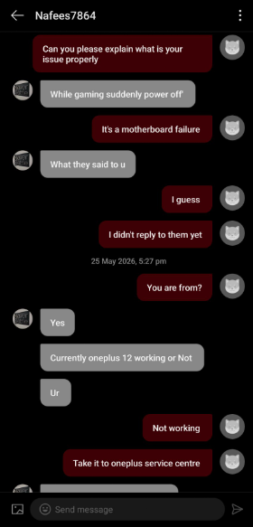prathap489's tweet photo. Stop blaming users! #OnePlus12 motherboard dead issue is a systemic brand failure, not user fault. Dozens of flagships are dying after official OxygenOS updates. Service centers are fabricating fake damage excuses to escape liability. @oneplus @OnePlus_IN @TamilTechOffici https://t.co/BdgmFKXWHP