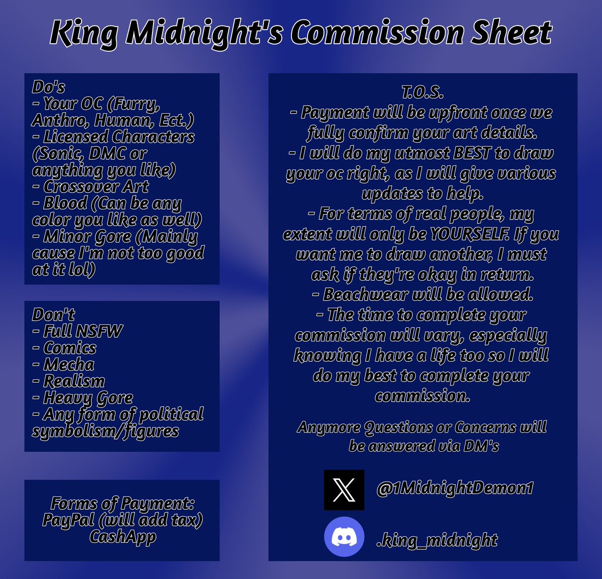 1MidnightDemon1's tweet photo. I am re-opening c*mms again!!!

You are free to contact to me with more info on Discord (since I like that place more) https://t.co/goKX0VM7kh