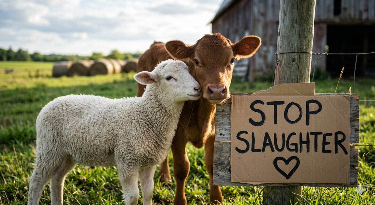 PRaiLAC's tweet photo. Today feels like one of the darkest days for humanity. Millions of innocent animals are being slaughtered worldwide.

While sacrifice is given importance, why must it only be at the cost of these voiceless beings? 

Doesn't their life hold value? Heartbroken. 💔😭 

@peta

#AnimalWelfare #StopAnimalCruelty