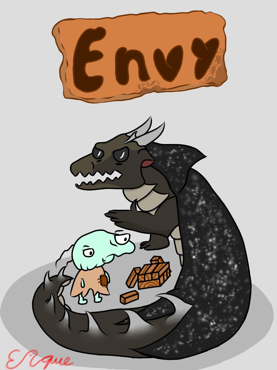 Enque202's tweet photo. Drawing 28/100
A collab made once in traditional, now 'upgraded' in digital form.
These two represent the sin of envy, where nobody can have good things, not even a proper jenga game.
Characters belong to @DoobusGoobus and @XyeH2O 
#art #digitalArt #WoF #WingsOfFire #WoFArt #Oc https://t.co/PKidMQwPIl