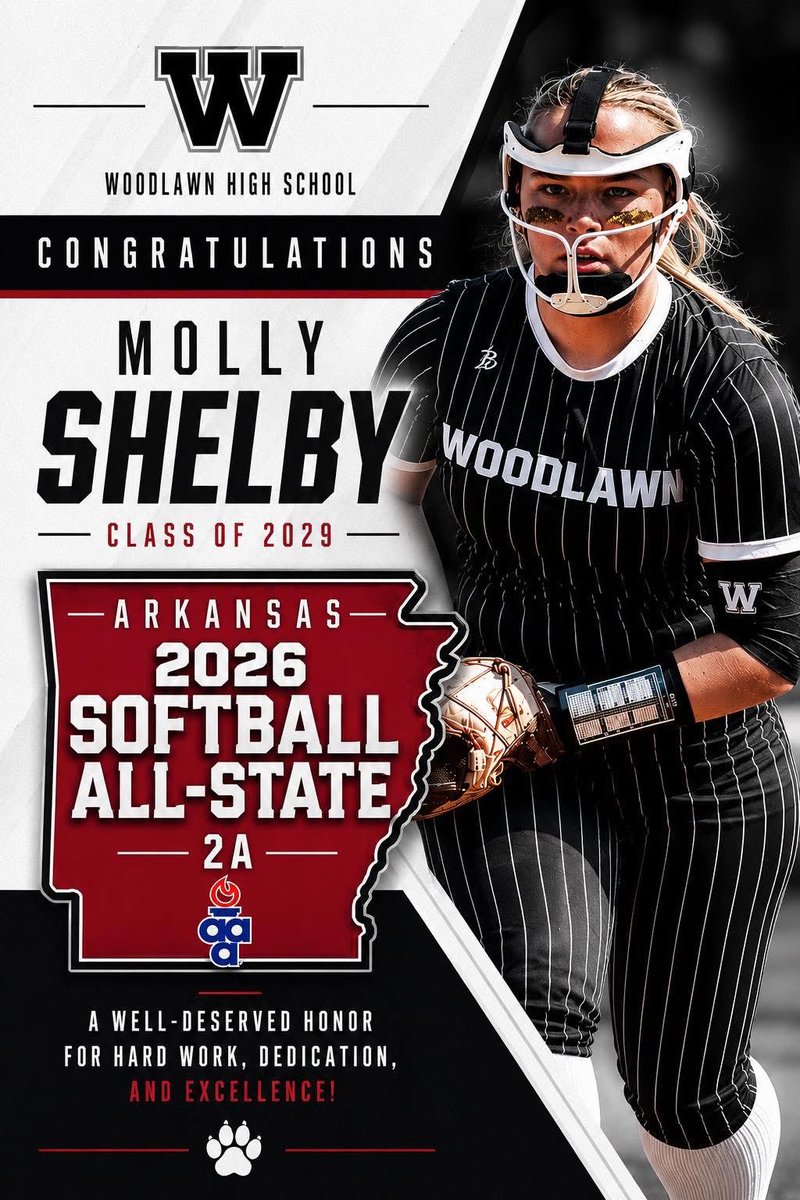 MollyMShelby's tweet photo. So excited to be named one of Arkansas 2A all state softball players!
#2029
#woodlawn
#2A
#allstate https://t.co/NPkoppKayH