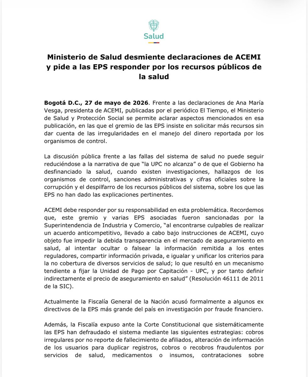 MinSalud Colombia 🇨🇴 tweet media