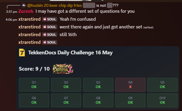 Zarzob's tweet photo. @tekkendocs @AZYG4LYFE Haven't done any science on it, but people that do it around 12:xx am vs people that do it some time later in the day (for NZ) get a different set of moves. We've observed this quite a few times now https://t.co/CcR7GfF8iu